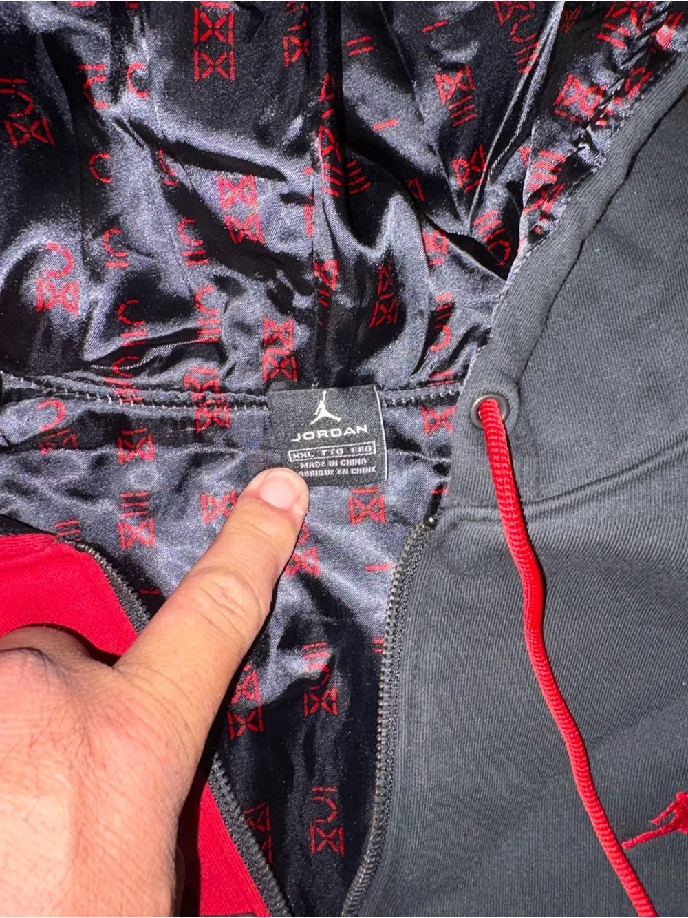 Nike Air Jordan Hoodie Pants Set Red Black Jumpman Full Zip Tracksuit